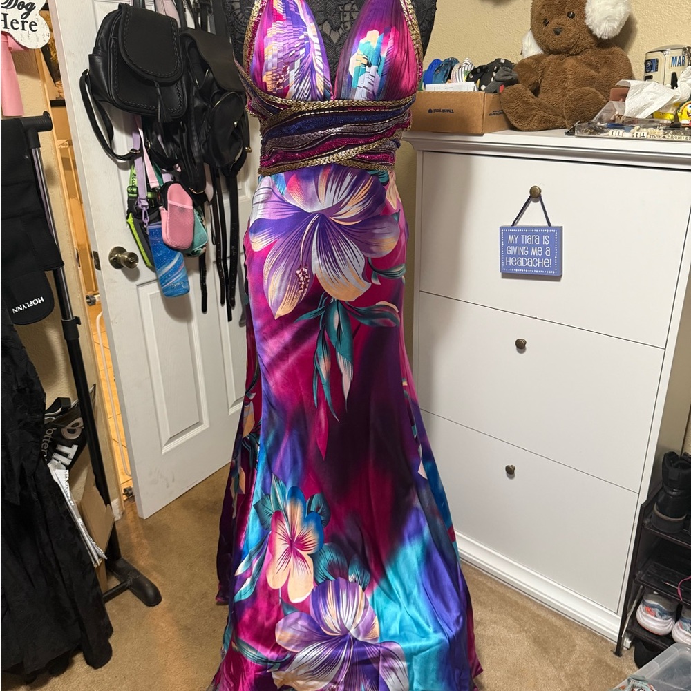 Jovani Vibrant Pink and Purple Prom Dress